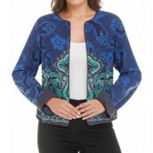 Coldwater Creek multicolor paisley open front blazer jacket